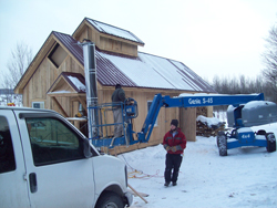 Preparing to install the smoke stack